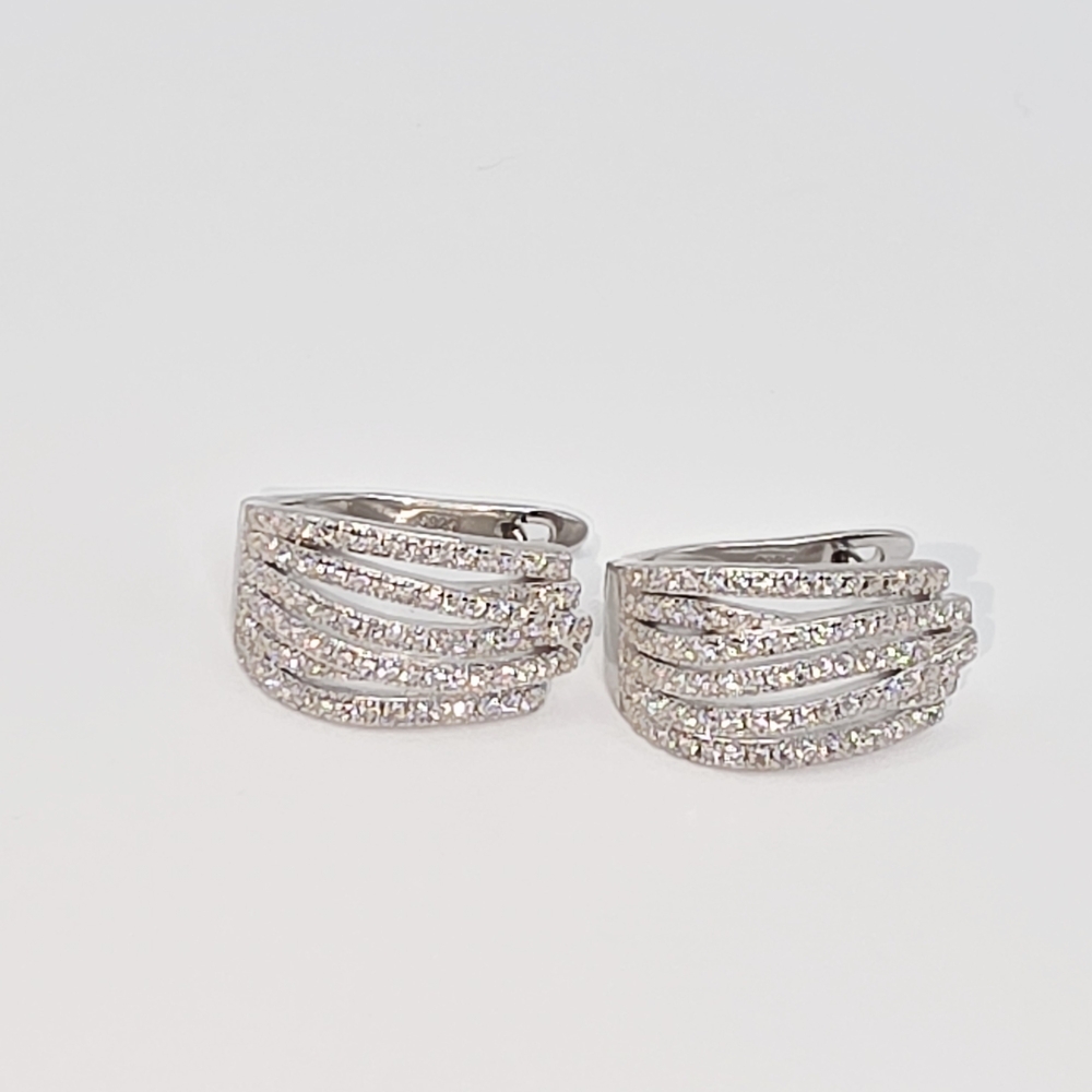 Over 2ct Mpissanite S925 Silver Hoop Earrings - Picture 4 of 8